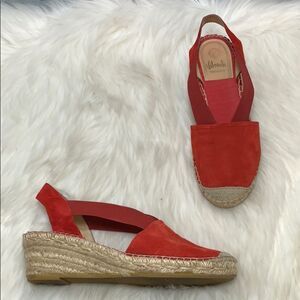 Vidoretta Red Leather Sling Espadrille Sz 37/6.5